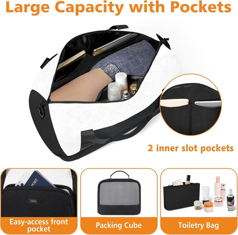 TIBES Travel Weekender Bag for Women, Overnight Bag with Shoe Compartment Oversized Travel Duffel Bag Carry On Tote 21" - Image 3